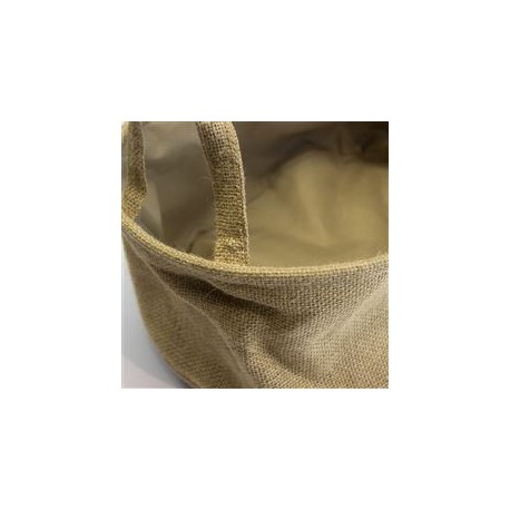 Cesto Rectan Cafe Beige Polyester Yute Chico