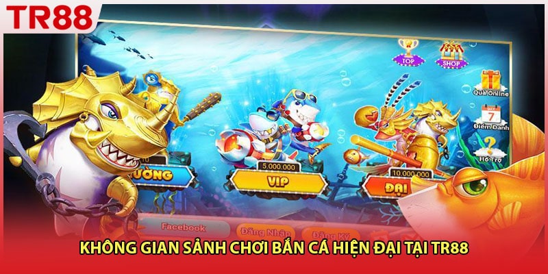 Không gian sảnh chơi bắn cá hiện đại tại TR88